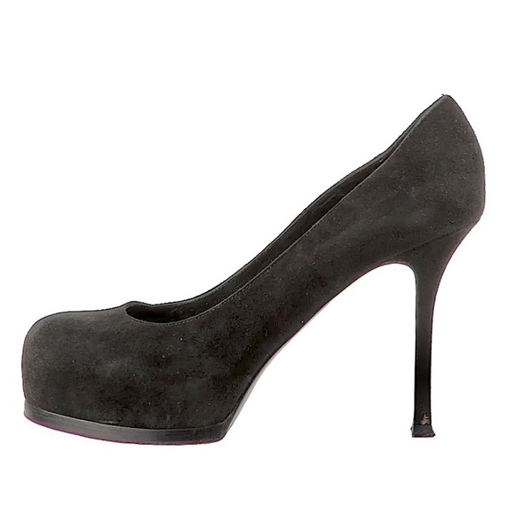YVES SAINT LAURENT Women's Black Suede Tribtoo 80 Platform Pump Size: 8.5 - Picture 2 of 12